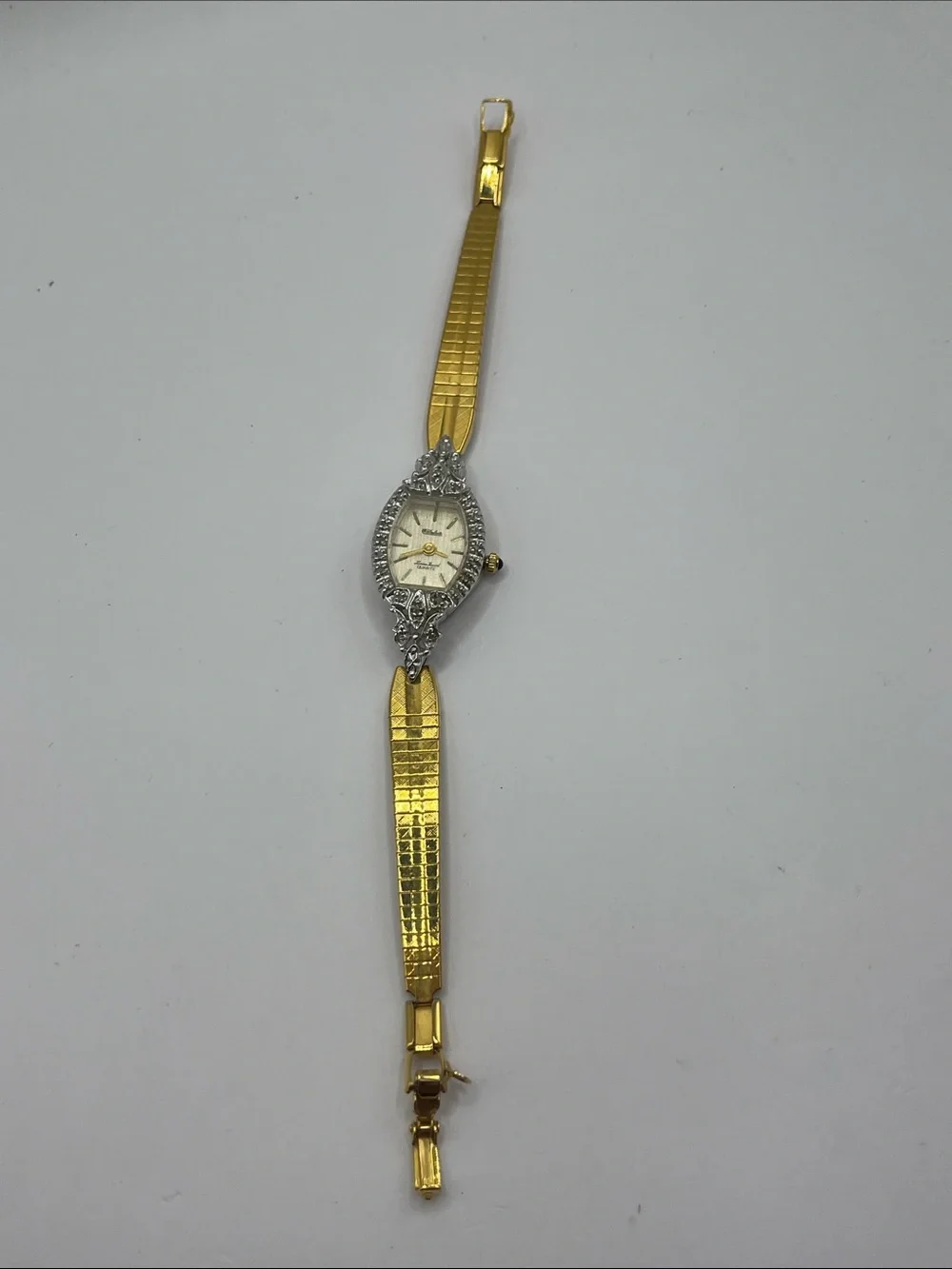 Dufonte Lucien PicLadies 17mm watch Gold Tone Diamond & Dark Blue Ruby Bezel - Picture 4 of 14